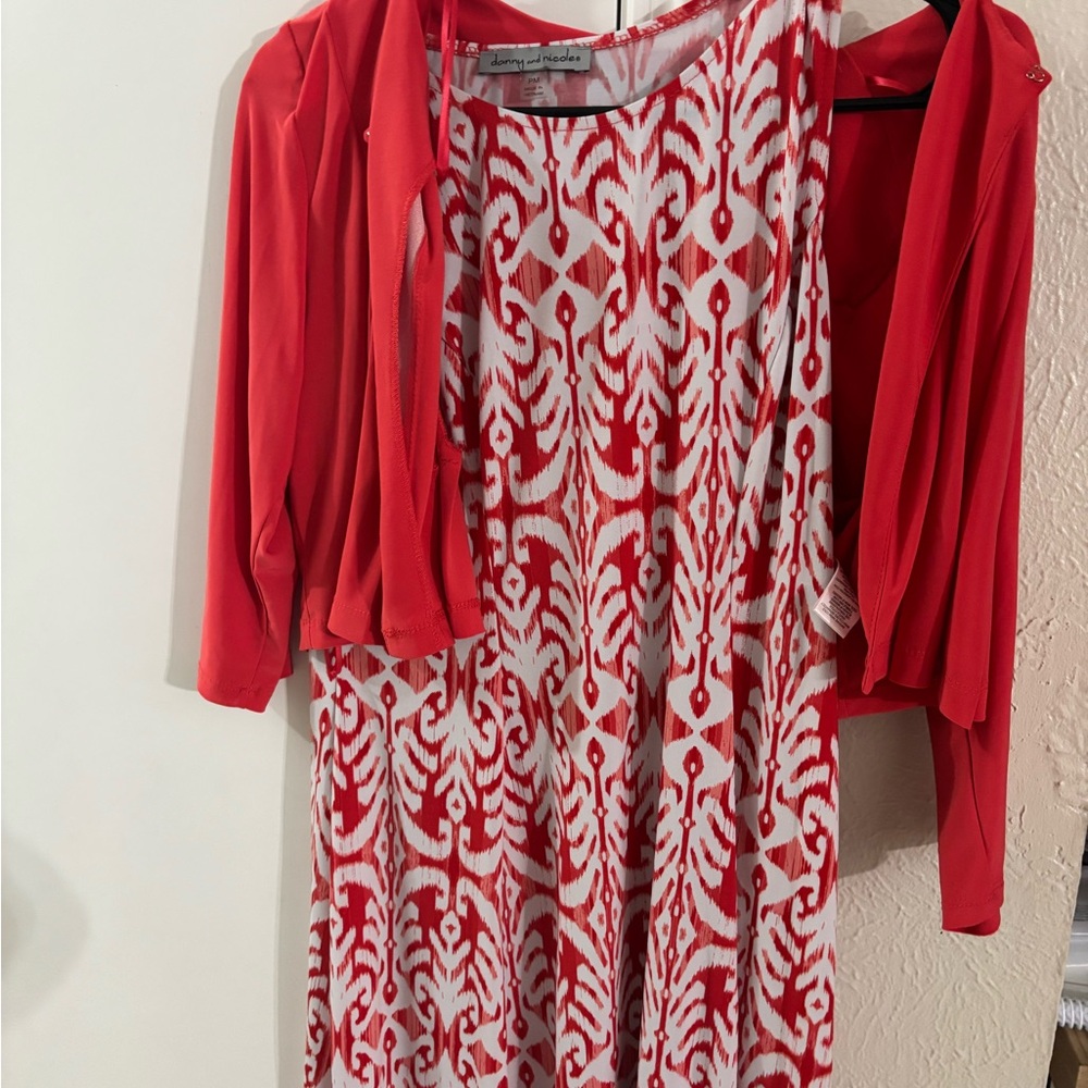 Danny & Nicole Red and White Dress with Jacket